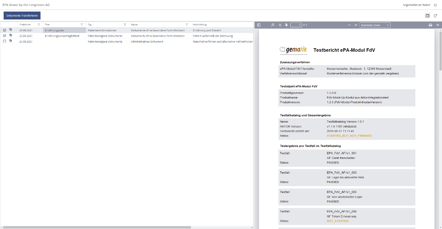 Beispielansicht ePA Viewer